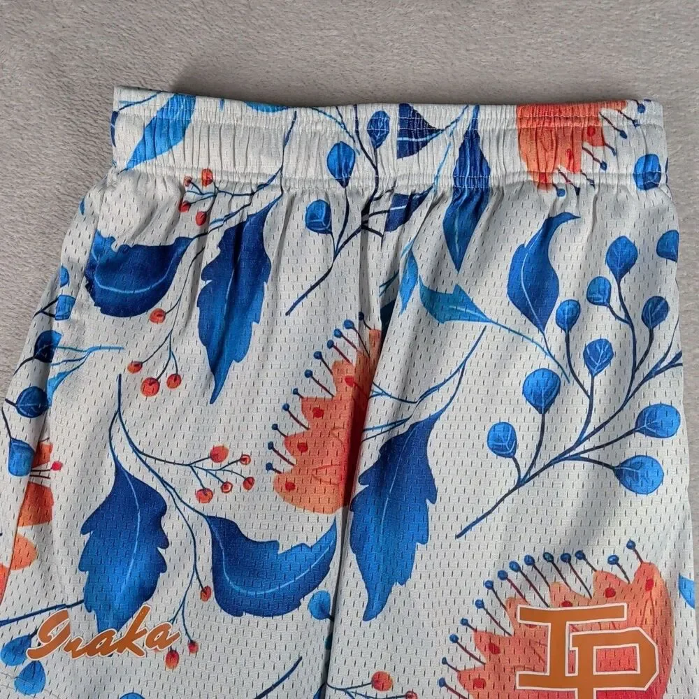 Inaka Power Mesh Shorts Elastic Waist Drawstring Pockets Mens Medium Tropical